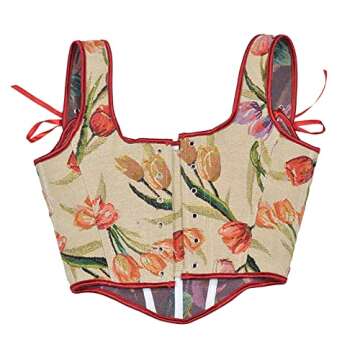 Women's Corset Steampunk Gothic Steel Boned Bustiers Vest Jacquard Lace Up Overbust Corsets Waist Training Bodice