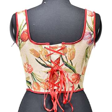 Women's Corset Steampunk Gothic Steel Boned Bustiers Vest Jacquard Lace Up Overbust Corsets Waist Training Bodice