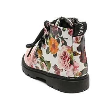 Komfyea Toddler Boots Boy's Girl's Cute Ankle Side Zipper Combat Boots 666White26