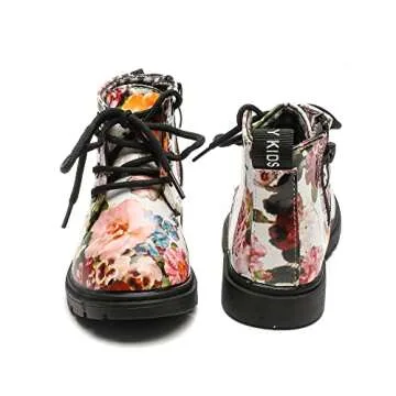 Komfyea Toddler Boots Boy's Girl's Cute Ankle Side Zipper Combat Boots 666White26