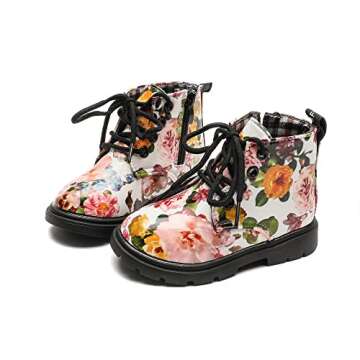 Komfyea Toddler Boots Boy's Girl's Cute Ankle Side Zipper Combat Boots 666White26