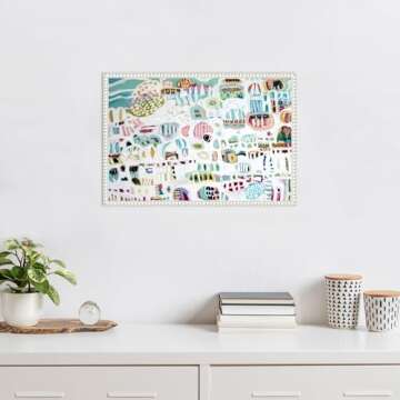 Amanti Art Framed Canvas Wall Art 16x23 Abstract White by Karen Fields, Framed Wall Art Canvas, Abstract Artwork, Traditional Decor, Medium Poster Painting for Living Room, Bedroom, Bathroom,