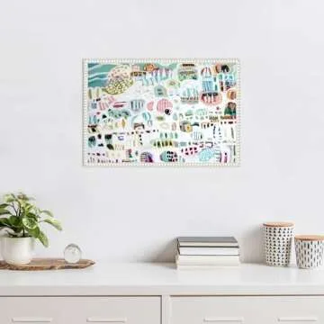 Amanti Art Framed Canvas Wall Art 16x23 Abstract White by Karen Fields, Framed Wall Art Canvas, Abstract Artwork, Traditional Decor, Medium Poster Painting for Living Room, Bedroom, Bathroom,