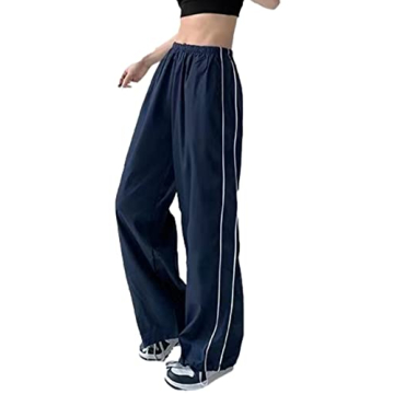 Shebote Women's Y2K Parachute Wide Leg Baggy Pants - Lightweight Comfort