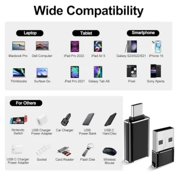 Upgraded USB to USB C Adapter – 4Pack