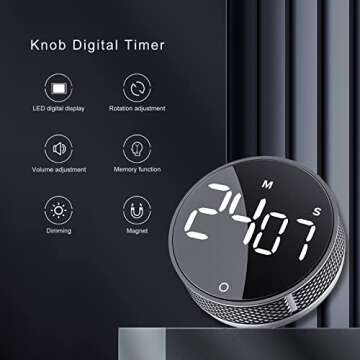 AVINIA Digital Kitchen Timers, Visual timers Large LED Display Magnetic Countdown Countup Timer for ...