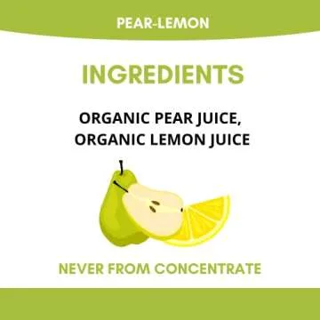 OOGLI Pear-Lemon Organic Juice, 8 fl oz (Pack of 6), NOT From Concentrate, 100% Natural, USDA Organic, Kosher Certified, Non-GMO, No Additives