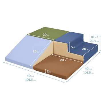 ECR4Kids SoftZone Little Me Corner Climber, Toddler Playset, Earthtone, 4-Piece