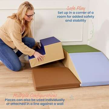 ECR4Kids SoftZone Little Me Corner Climber, Toddler Playset, Earthtone, 4-Piece