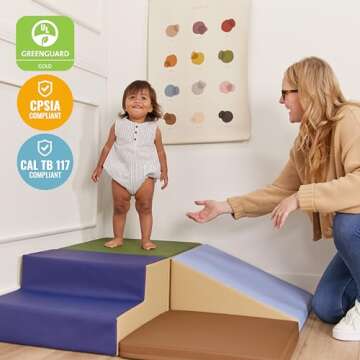 ECR4Kids SoftZone Little Me Corner Climber, Toddler Playset, Earthtone, 4-Piece