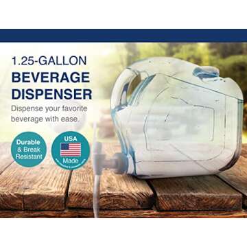 Arrow Home Products Ultra Slimline Drink Dispenser for Fridge, 1.25 Gallon - Plastic Beverage Dispen...