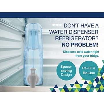 Arrow Home Products Ultra Slimline Drink Dispenser for Fridge, 1.25 Gallon - Plastic Beverage Dispenser with Spigot for Easy Dispensing - BPA Free Clear Plastic - Convenient Handle, Easy-Pour Spout