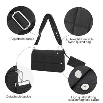 CLUCI Puffer Shoulder Bag Puffy Crossbody Purse for Women Middle Tote Bag Lightweight Cotton Padded Hobo Handbag