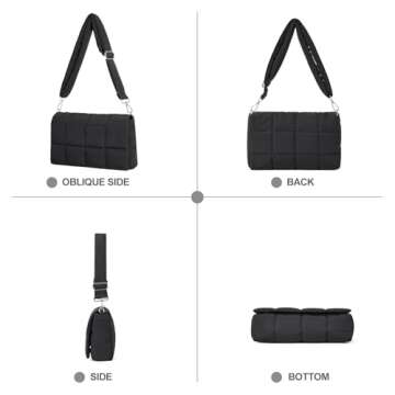 CLUCI Puffer Shoulder Bag Puffy Crossbody Purse for Women Middle Tote Bag Lightweight Cotton Padded Hobo Handbag