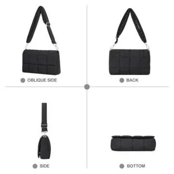 CLUCI Puffer Shoulder Bag Puffy Crossbody Purse for Women Middle Tote Bag Lightweight Cotton Padded Hobo Handbag