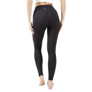 Yogalicious High Waist Ultra Soft Lightweight Leggings - High Rise Yoga Pants - Black Nude Tech 28" - Large