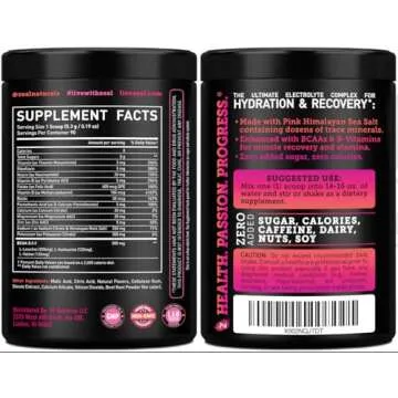 Zeal Naturals Electrolyte Powder Recovery Drink (90 Servings | Raspberry Guava) w/ 0 Sugar +BCAAs +B-Vitamins Electrolyte Supplement w Potassium Zinc & Magnesium for Hydration - Keto Electrolytes