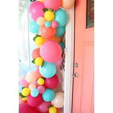 Pink Blue Yellow Balloon Garland kit with Coral Red Pastel Orange balloons for Tropical Party Birthday Party Wedding Bridal Shower Decoration