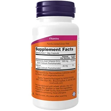 NOW Foods Pantothenic Acid 500 mg Energy Skin Health