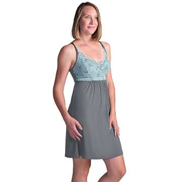 Kindred Bravely Lucille Nursing Nightgown & Maternity Gown (Ocean Mist, XXL)