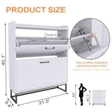 HMYZOM Shoe Cabinet with 2 Flip Drawers - Stylish Storage for Entryway