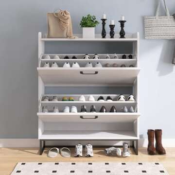 Modern HMYZOM Shoe Cabinet with Adjustable Drawers