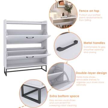 Modern HMYZOM Shoe Cabinet with Adjustable Drawers