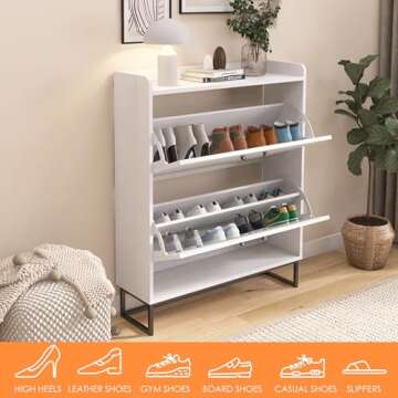 Modern HMYZOM Shoe Cabinet with Adjustable Drawers