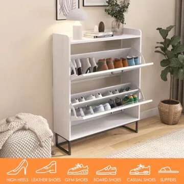 Modern HMYZOM Shoe Cabinet with Adjustable Drawers