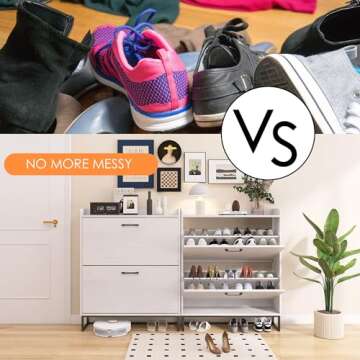 Modern HMYZOM Shoe Cabinet with Adjustable Drawers