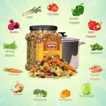 Garden Vegetable Soup Mix by It’s Delish, 24 OZ Jumbo Container | Natural Dehydrated Vegetables for Ramen Noodles, Soup Greens with Beets | Freeze Dried Veggie Blend | Vegan, Gluten-Free and Kosher