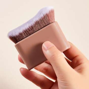 COSHINE Big Self Tanning Blend Brush, Professional Self Tanner, Kabuki, Powder, Foundation, Blusher, Shadow, Bronzer, Face and Body Brush (BROWN)