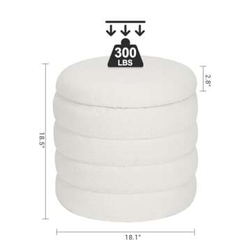 Dolift Modern Teddy Sherpa Foot Rest for Couch, Round Ottoman with Storage, Upholstered Foot Stools ...