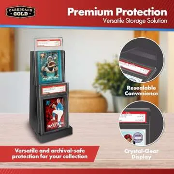 Cardboard Gold PSA Graded Card Sleeves - 50 Count Perfect Fit Resealable Sleeves for PSA Graded Baseball, Football, Gaming, Sports Cards - PSA Slab Sleeves Protector, Acid Free Card Slabs