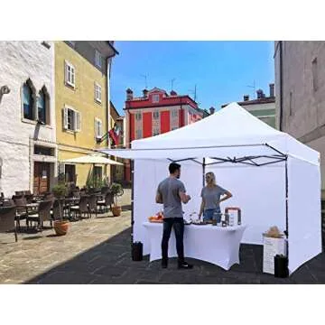 ABCCANOPY Pop up Canopy Tent with Awning and Sidewalls 10x10 Market -Series, White