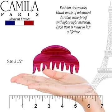 Camila Paris CP3218 French Hair Clip for Women for Thick Hair for Long Curly Wavy Hair, Large, Girls Hair Claw Clips Jaw Styling Hair Accessories for Women, Strong Hold No Slip Grip, Made in France