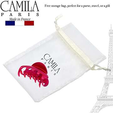 Camila Paris CP3218 French Hair Clip for Women for Thick Hair for Long Curly Wavy Hair, Large, Girls Hair Claw Clips Jaw Styling Hair Accessories for Women, Strong Hold No Slip Grip, Made in France