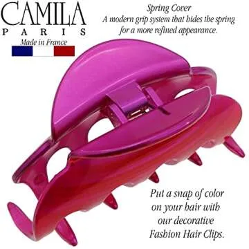 Camila Paris CP3218 French Hair Clip for Women for Thick Hair for Long Curly Wavy Hair, Large, Girls Hair Claw Clips Jaw Styling Hair Accessories for Women, Strong Hold No Slip Grip, Made in France