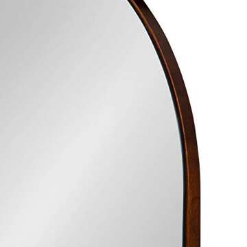 Kate and Laurel Astora Mid-Century Wood Framed Capsule Mirror, 16 x 26, Walnut Brown, Modern Mirror with Pocket Shelf for Wall