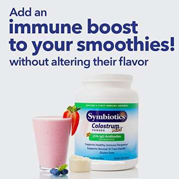 Symbiotics Colostrum Plus Powder 21 oz (597 g) - Immunity Support - Promotes Athletic Performance and Optimal Iron Levels - Immunoglobulin - 25% lgG Antibodies - Gluten Free