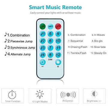 Music LED Fairy String Lights,12 Modes 33ft 100LED USB Multi-Color Powered Sound Activated Music Starry Fairy Lights with Remote Control for Home Party Birthday Garden Wedding Festival Indoor Decor