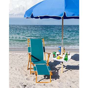 AMMSUN 17 Inch Beach Umbrella Table with Cup Holders