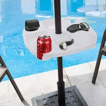 AMMSUN 17 Inch Beach Umbrella Table with Cup Holders