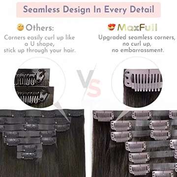 Maxfull Seamless Clip In Hair Extensions Real Human Hair Brown Balayage, Ultra-Invisible Clip In Remy Hair Extensions for Fine Thin Hair, 7pcs, 22inch, 110g