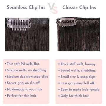 Maxfull Seamless Clip In Hair Extensions Real Human Hair Brown Balayage, Ultra-Invisible Clip In Remy Hair Extensions for Fine Thin Hair, 7pcs, 22inch, 110g