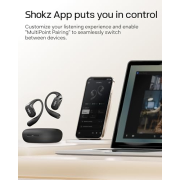 SHOKZ OpenFit 2 Open-Ear Headphones, True Wireless Bluetooth Earphones with Microphone, Earhook Earbuds with 48 Hours of Playtime, Fast Charging, IP55 Water-Resistant, with Carrying Bag, Black