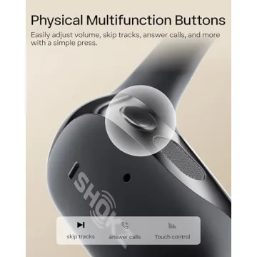 SHOKZ OpenFit 2 Open-Ear Headphones, True Wireless Bluetooth Earphones with Microphone, Earhook Earbuds with 48 Hours of Playtime, Fast Charging, IP55 Water-Resistant, with Carrying Bag, Black