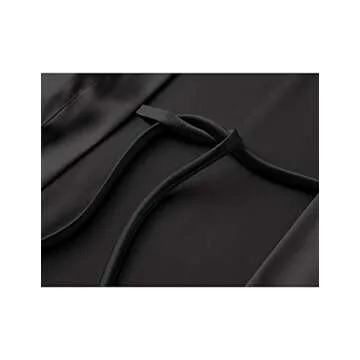 HOTOUCH Womens Bride Bridesmaids Satin Wedding Kimono Bridal Robe Long Luxury Sleepwear Lounge Robe A-Black Small