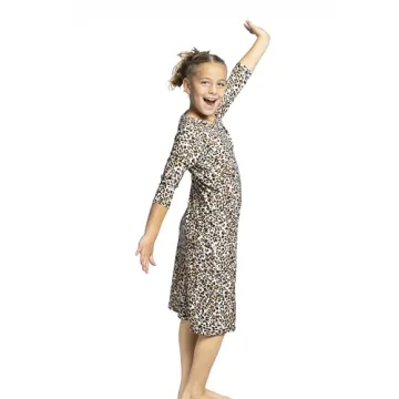 Girl Modest Tznius 3/4 Sleeve Swimdress, Beach Cover up UPF 50+ Sun Protection