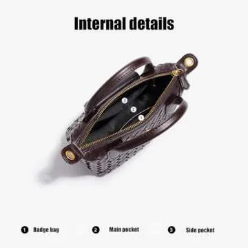 Waiyqju Mini Small Size Braided Luxury Leather Women's top Handle Handbag Fashion Travel Daily Satchel